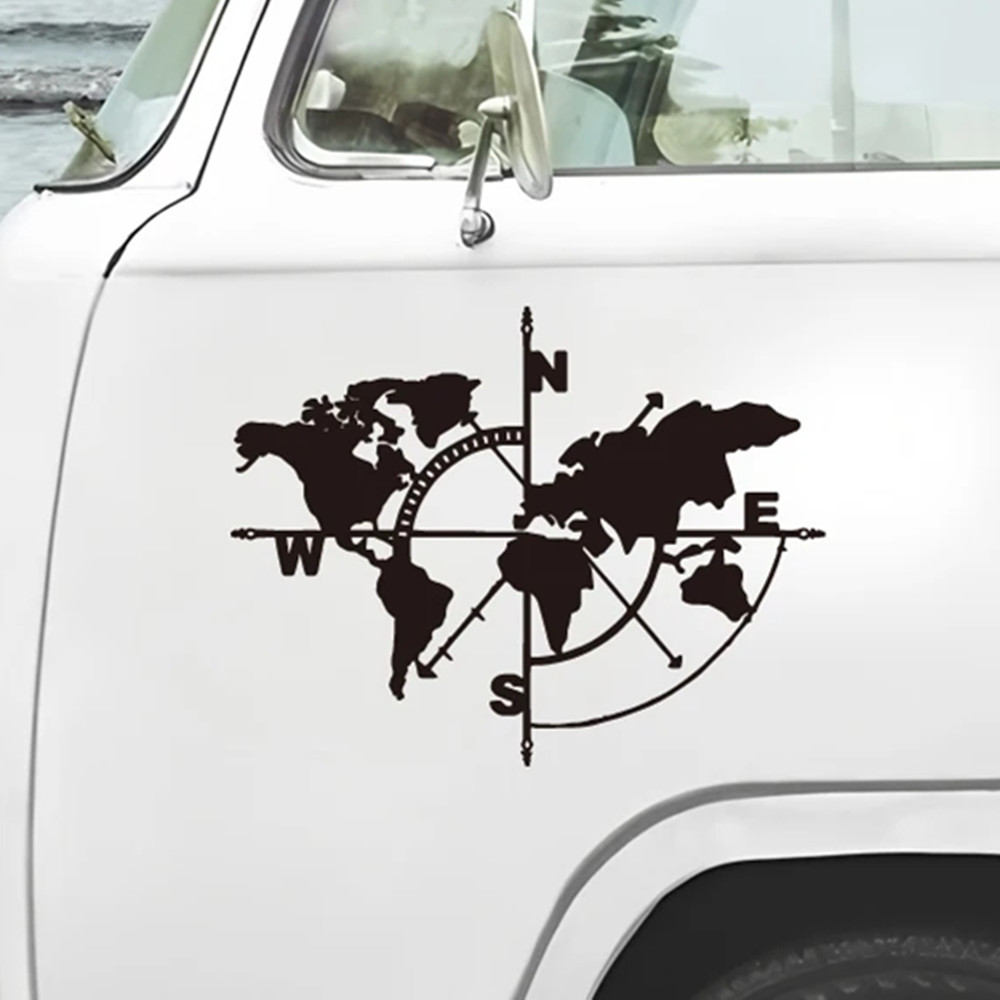 Compass World Map Vinyl Decal, - Outdoor Adventure Jeep ulasan dan harga