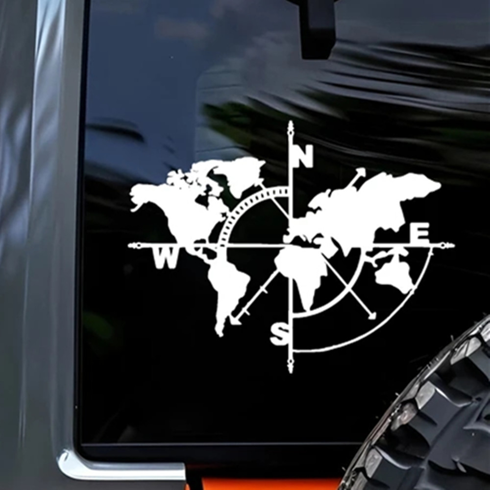 Compass World Map Vinyl Decal, - Outdoor Adventure Jeep ulasan dan harga