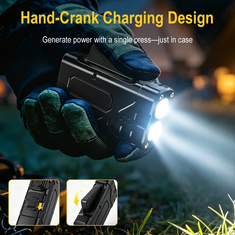 BORUIiT Hand Crank EDC LED Fla - Outdoor Adventure Camp ulasan dan harga
